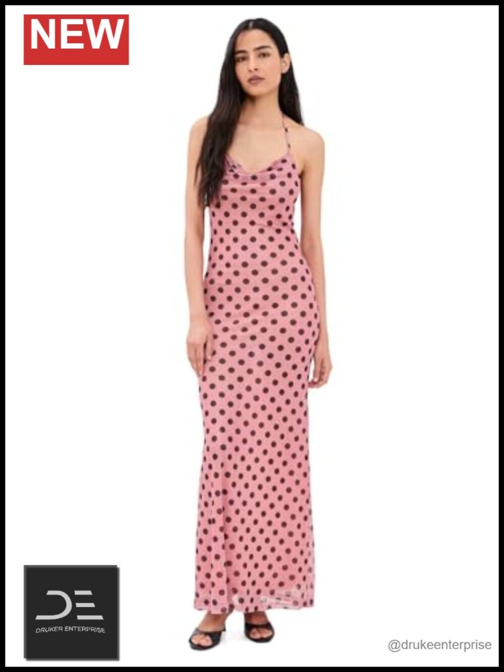 Womens Polina Maxi Dress Halter Neck Stretch Mesh Casual